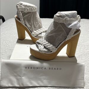 Veronica Beard White Platform Sandals